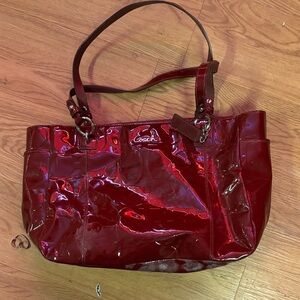 Coach Burgundy Patent Leather Shoulder Bag and wallet